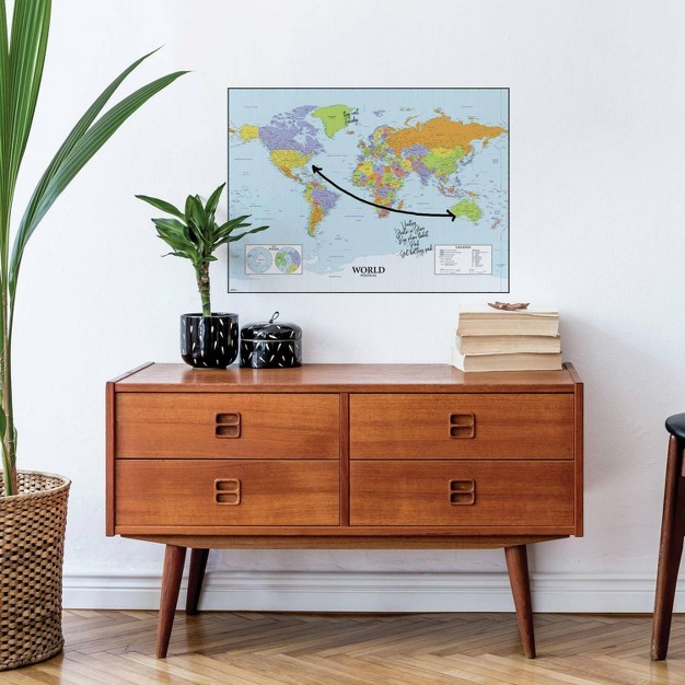 Dry Erase Map Of The World Peel And Stick Giant Wall Decal Roommates