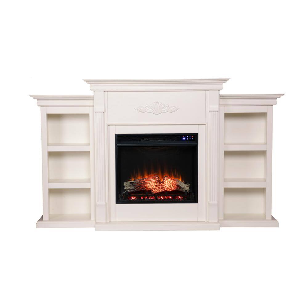 Southern Enterprises Parekah 70.25 in. Touch Panel Electric Fireplace in Ivory HD054131