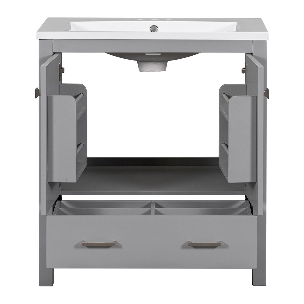 Multifunction Bathroom Vanity with Single Sink  Combo Cabinet Undermount Sink Storage Cabinet with Pull out Darwer  Grey