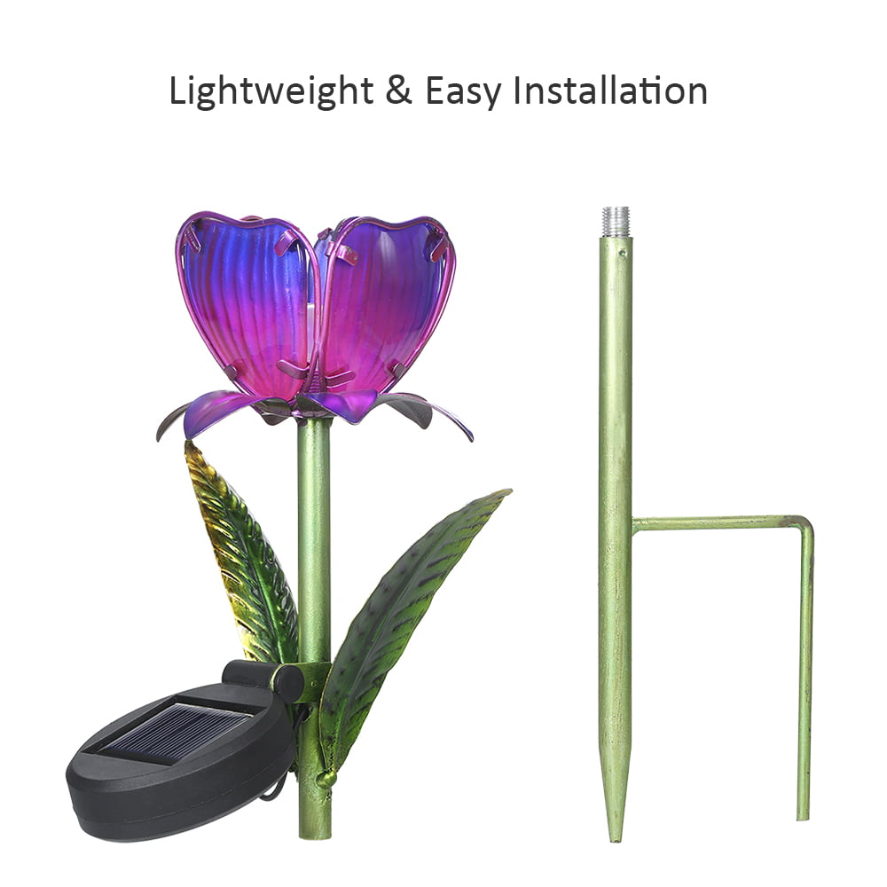 Lixada Solar Powered Flower Light LEDs Lawn Lamp Decorative Stake Lantern IP55 Water-resistant