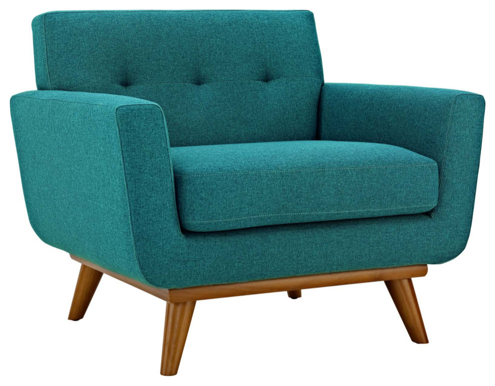 Maeve Teal Upholstered Fabric Armchair   Midcentury   Armchairs And Accent Chairs   by V.S.D Furniture  Houzz