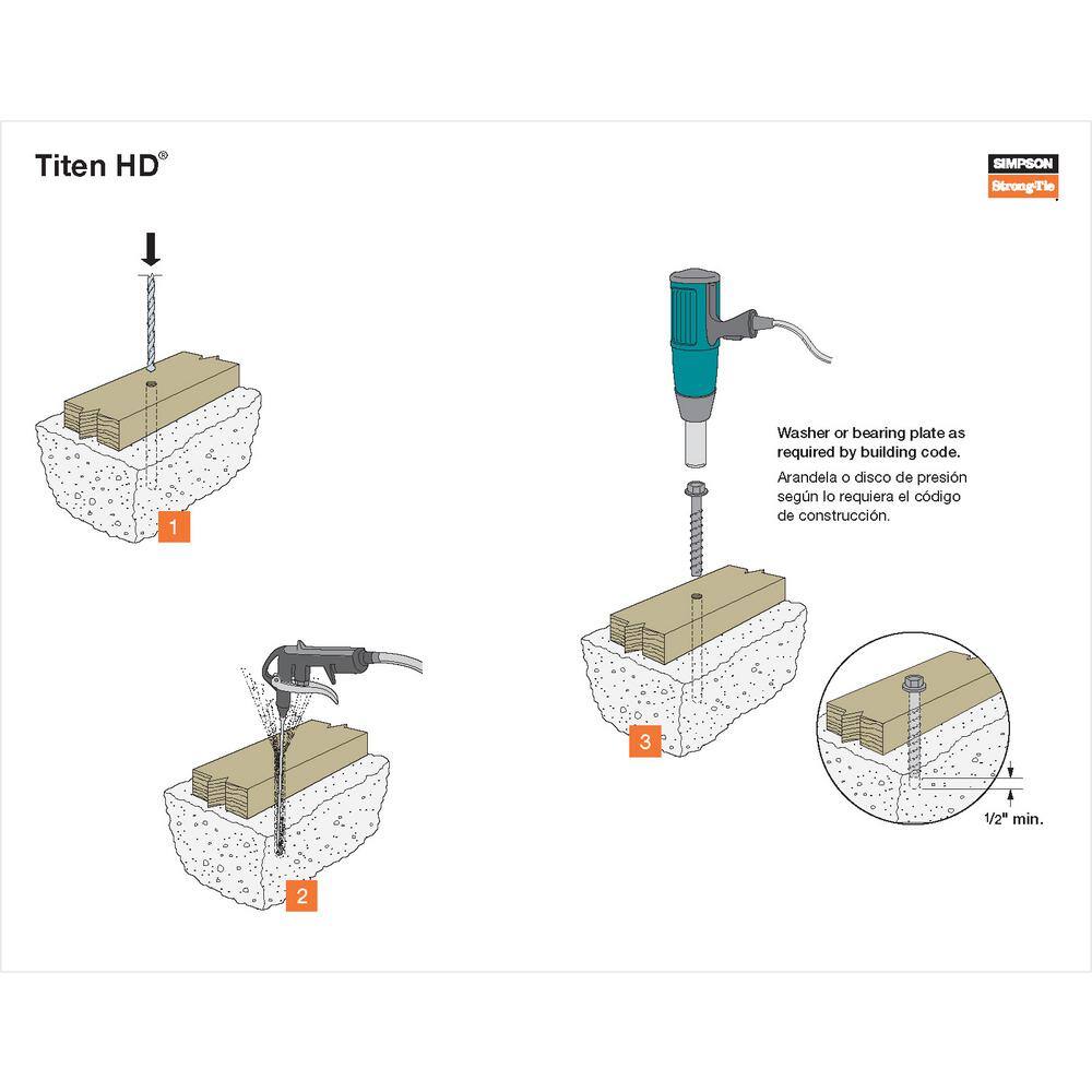 Simpson Strong-Tie Titen HD 34 in. x 10 in. Mechanically Galvanized Heavy-Duty Screw Anchor (5-Pack) THD75100HMG