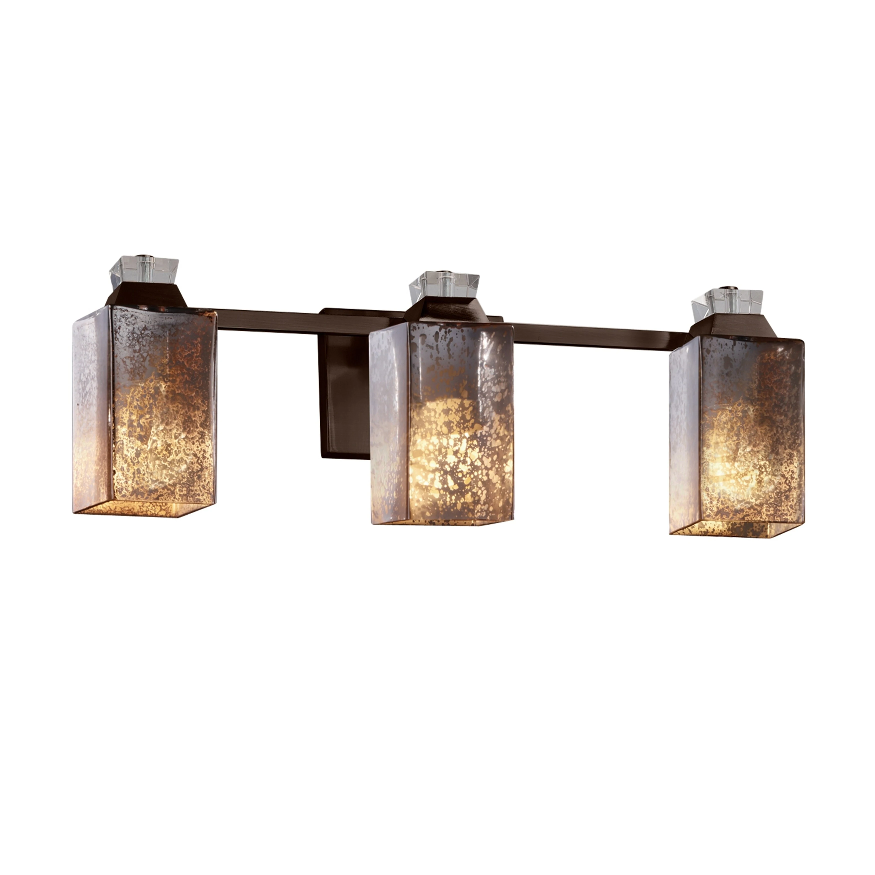 Justice Design Fusion Ardent 3-light Dark Bronze Bath Bar, Mercury Glass Square w/ Flat Rim Shade