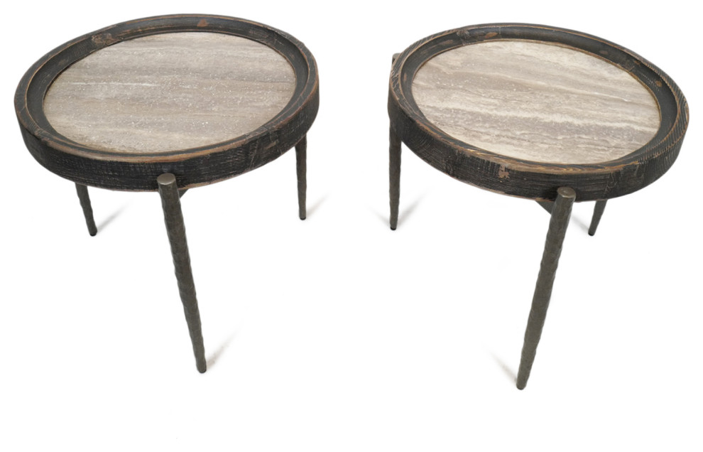 Alpine Marble  ampElm Side Table   Industrial   Side Tables And End Tables   by Design Mix Furniture  Houzz