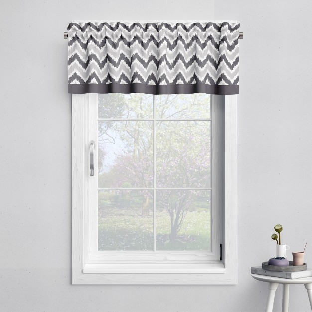 Bacati Ikat Chevron Zigzag Gray Window Valance