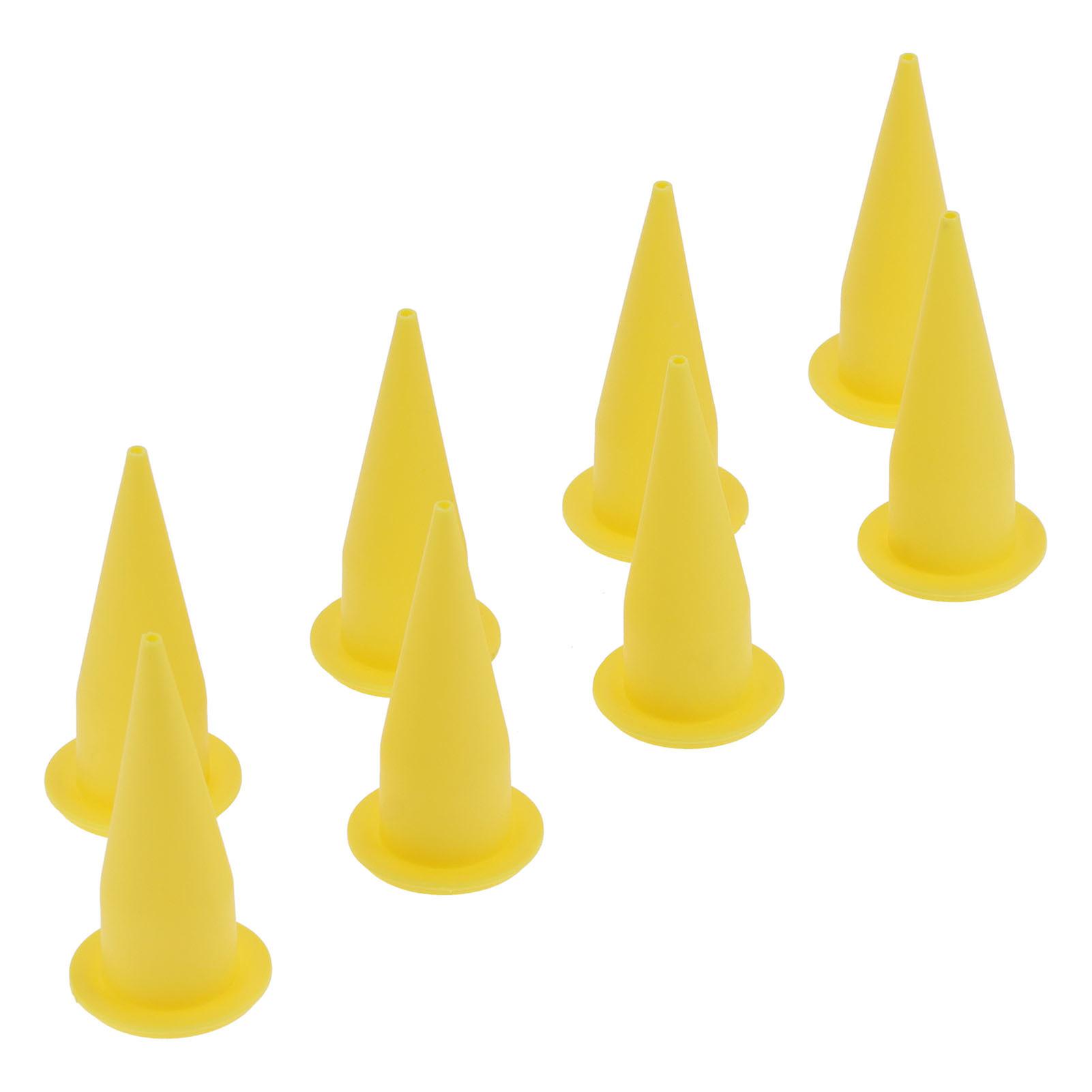 8pcs Cone Nozzle Pe Plastic Reusable Yellow Corrosion Resistance For Glass Cement