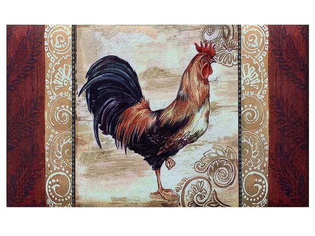 Kate Aurora Montauk Accents Country Barn Farmhouse Rooster Welcome Outdoor Rubber Entrance Mat 18x30 Morning Call