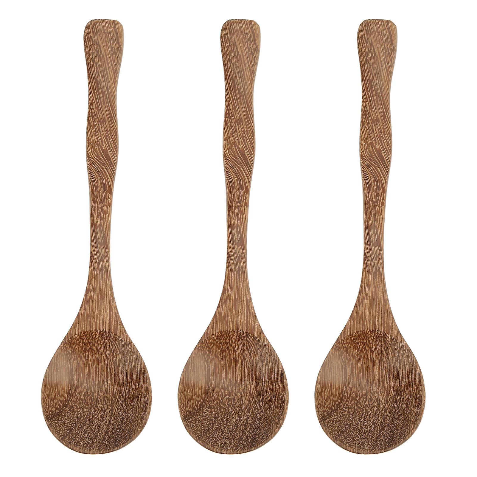 3pcs Wooden Spoons Smoothing Heat Resistant Light Weight Wood Spoons For Log Style Decoration Daily Use