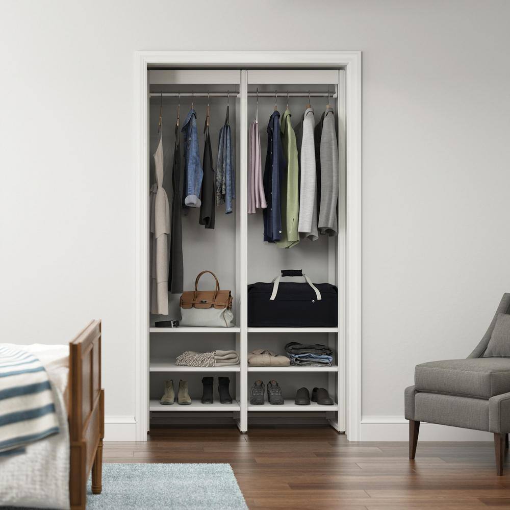 CLOSETS By LIBERTY 46.5 in. W White Adjustable Tower Wood Closet System with 8 Shelves HS4400-RW-04