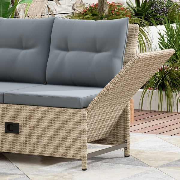 4-Piece Outdoor Patio Rattan Sofa Set with Adjustable Backs - Overstock - 37158853