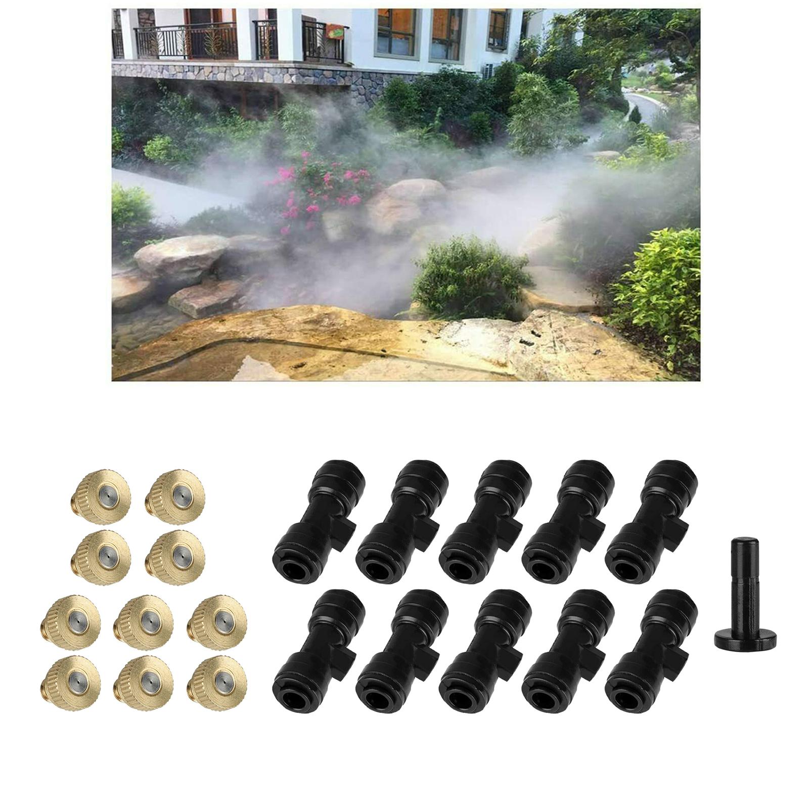 Misting Nozzles Kit Irrigation Misting Brass Nozzle Cooling Nozzles for Greenhouse Landscaping Nozzle Seat Plug