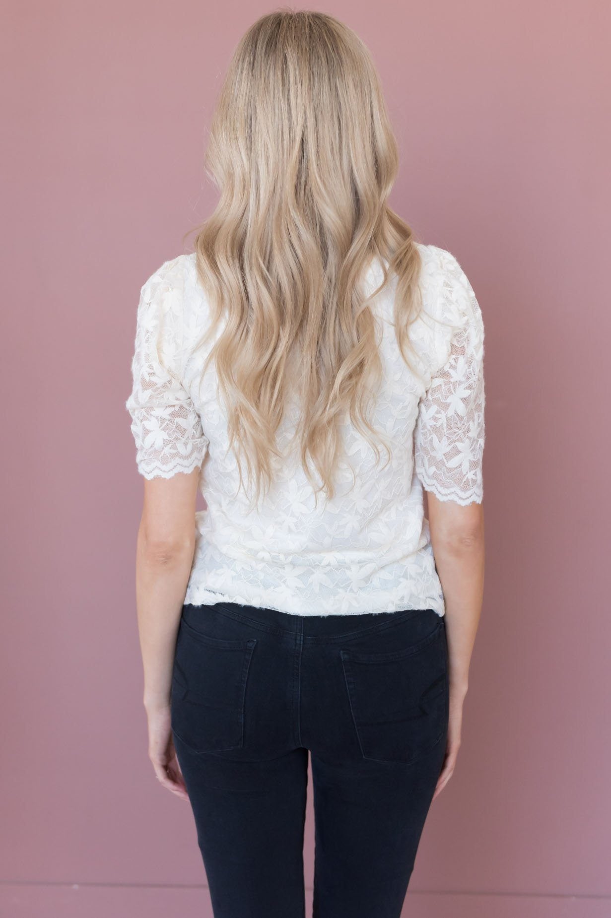 Picture Perfect Modest Lace Bodice Blouse