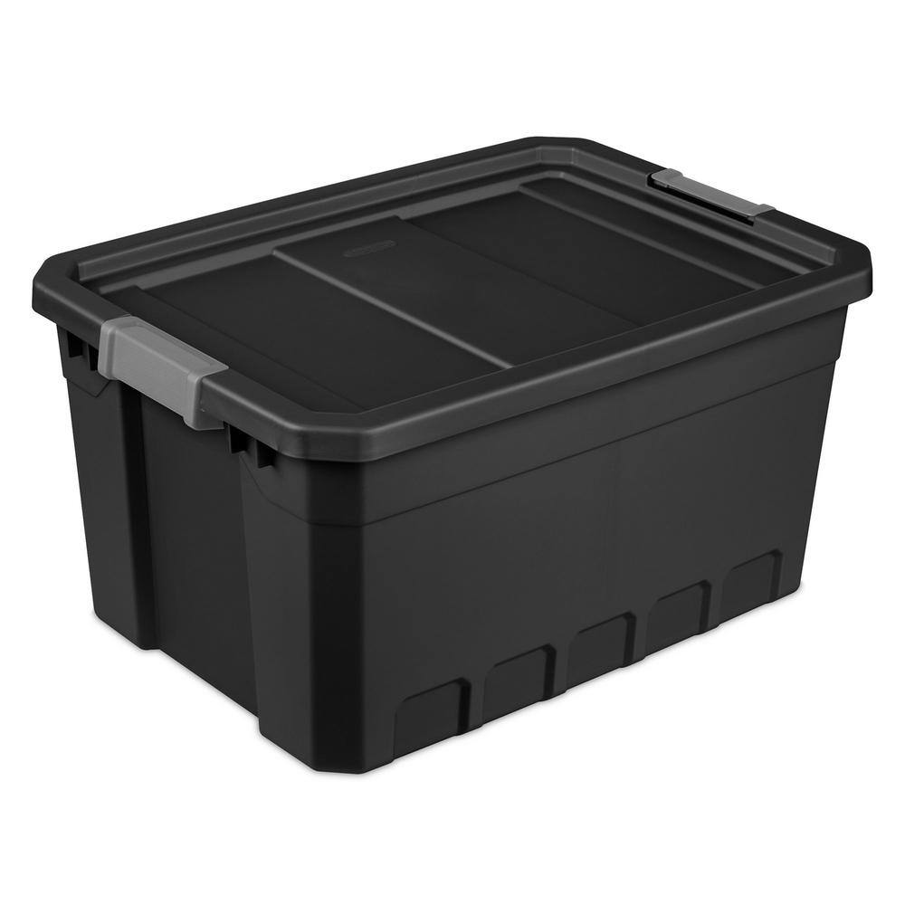 Sterilite 19 gal. Rugged Industrial Stackable Storage Tote with Lid in Black (6-Pack) 6 x 14869006