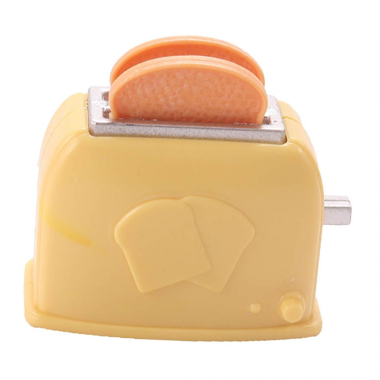 Dollhouse Bread Toaster Miniature Breakfast Bread Toaster For 1/6 1/12 Cafes Yellow