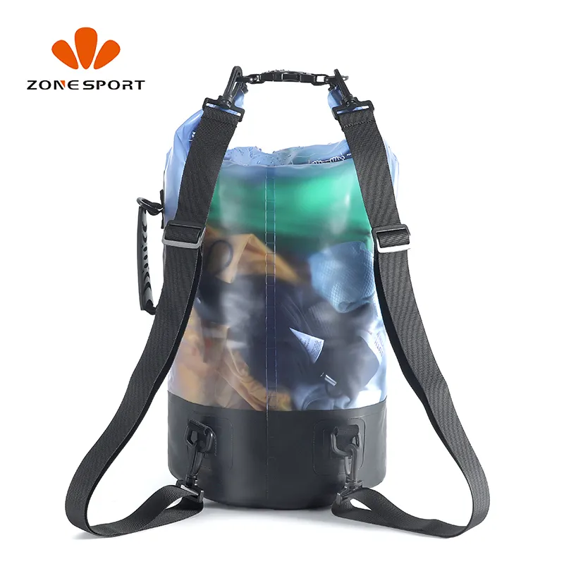 Custom LOGO Sealed Waterproof Kayak Deck Bag Backpack Transparent 10L 20L PVC Waterproof Dry Bag