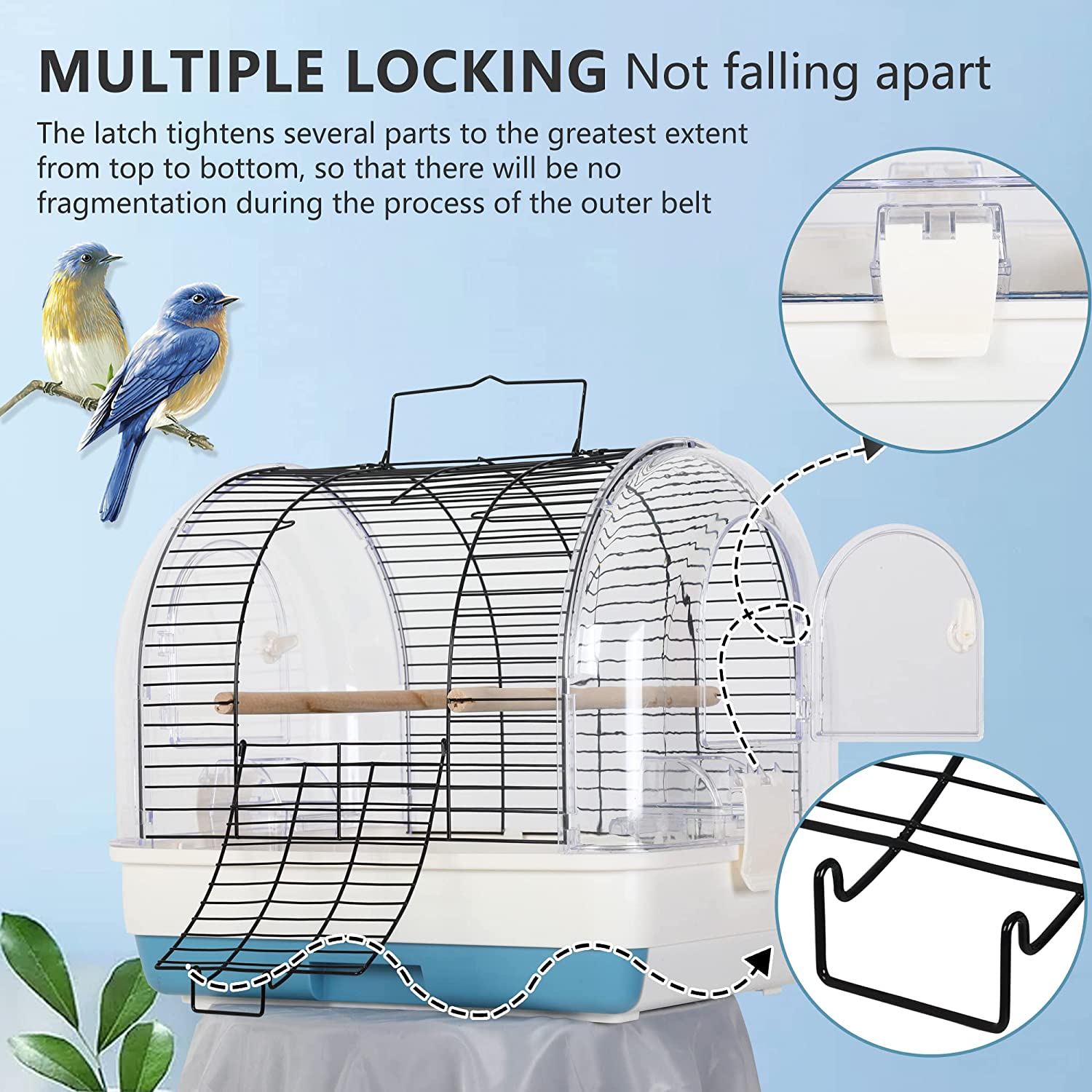 BestPet Bird Carrier Travel Cage with Perch Lightweight Bird Travel Bag Outdoor，Light Blue