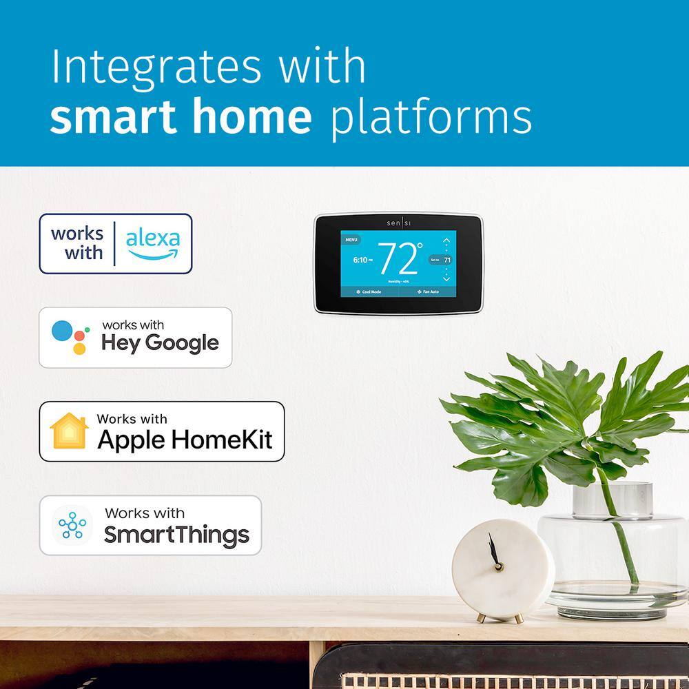 Emerson Sensi Touch 7-day Programmable Wi-Fi Smart Thermostat with Touchscreen Color Display C-wire Required ST75