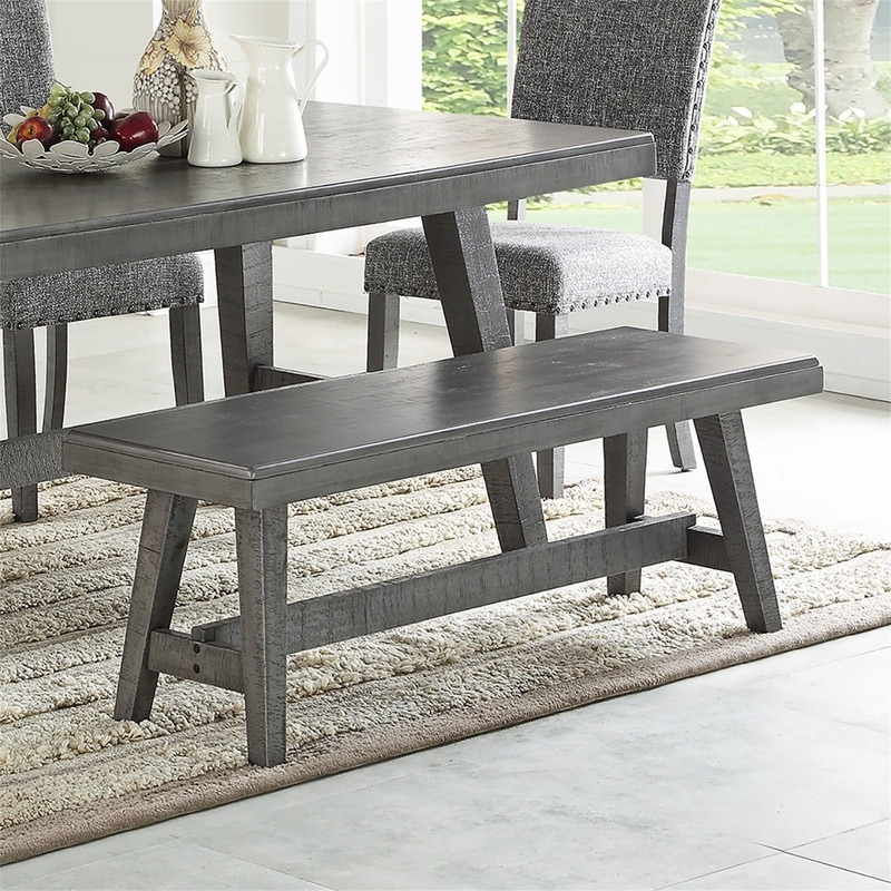 Sturdy Wood Frame Dining Bench for Dining Bar Kitchen Grey