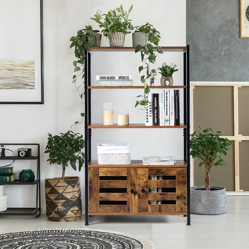 Costway Industrial Storage Cabinet Bookshelf Bookcase Bathroom Floor   See Details