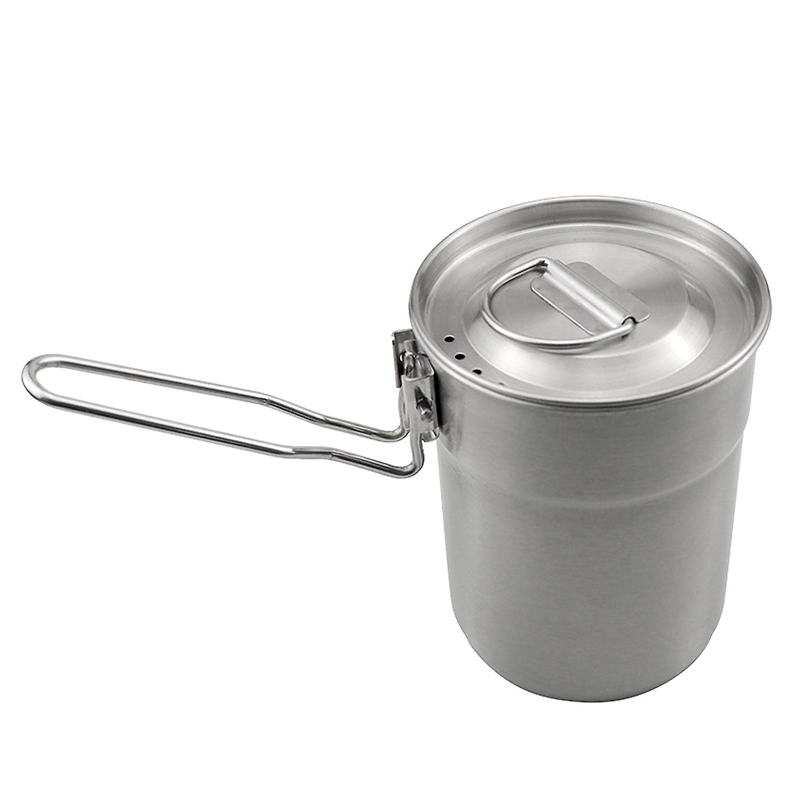 1l Coffee Cup With Folding Handle and Ventilated Lid Stainless Steel Camping Kettle Lightweight Cook Pot For Backpacking Hiking Camping Travelling No.25