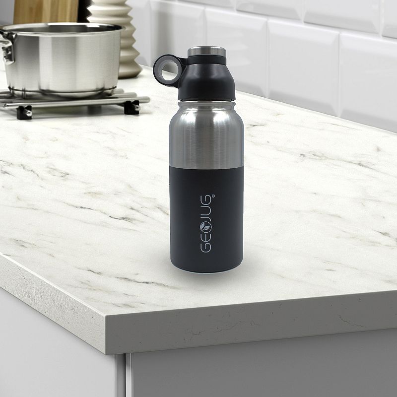 Brentwood GeoJug 40oz Stainless Steel Vacuum Insulated Water Bottle， Black