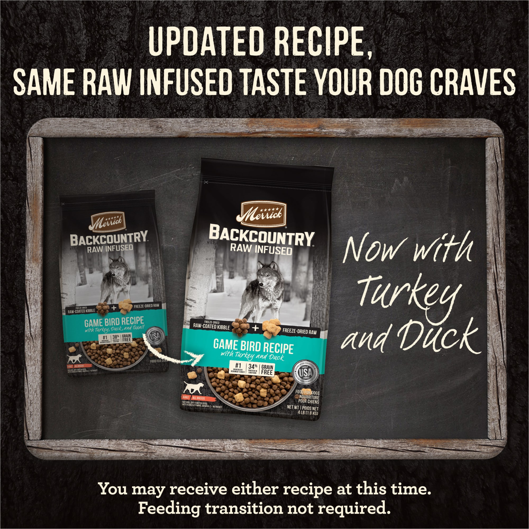 Merrick Backcountry Freeze Dried Raw Infused Grain Free Game Bird Recipe Dry Dog Food， 20 lbs.