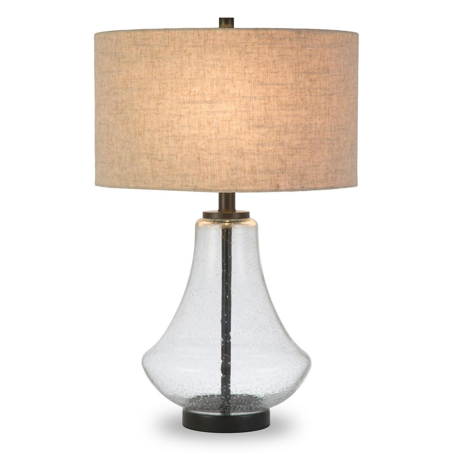 EvelynandZoe Traditional Seeded Glass Table Lamp with Flax Shade