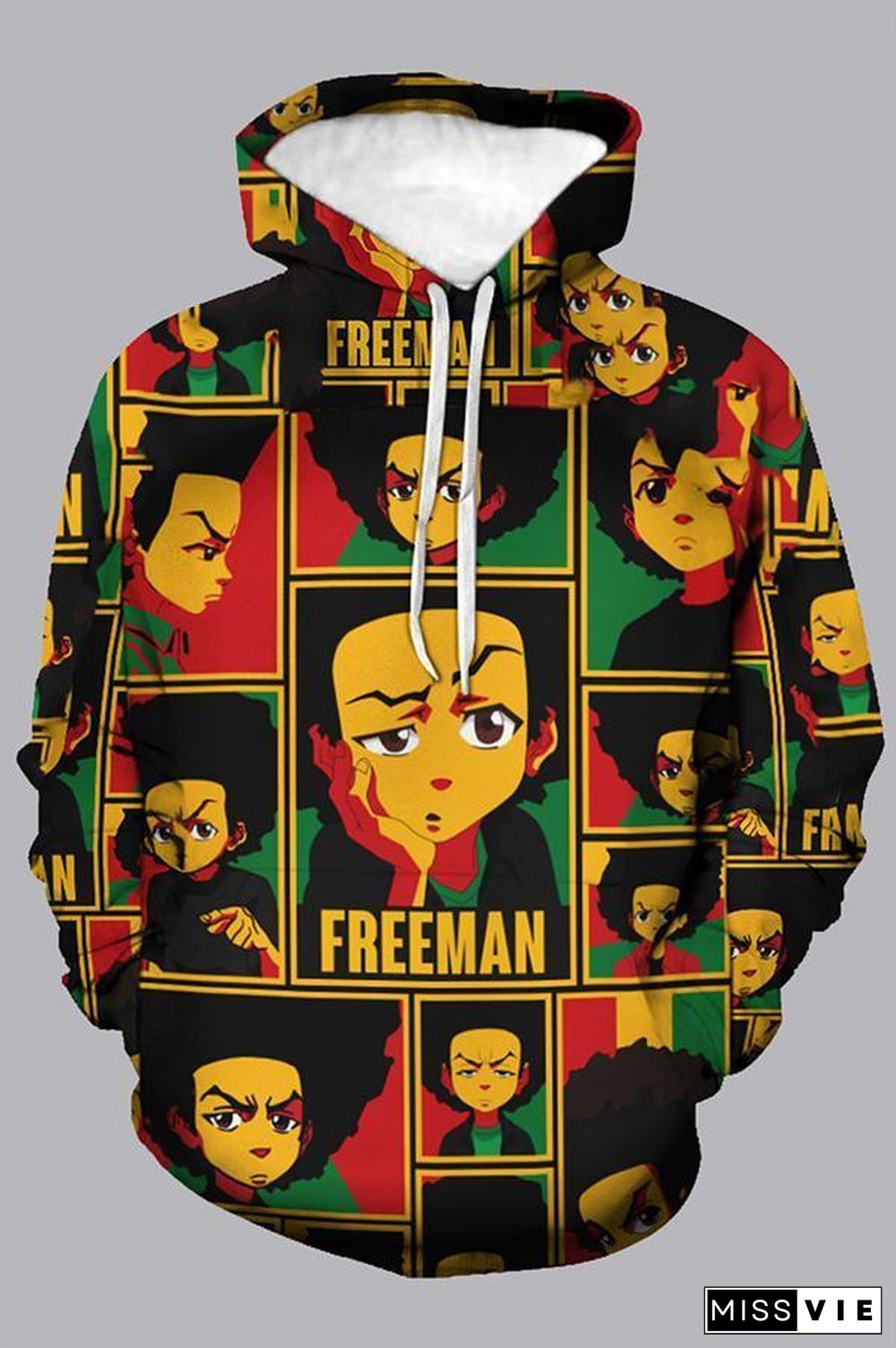 3D Multicolor Digital Cartoon Printed Hooded Sweatshirt