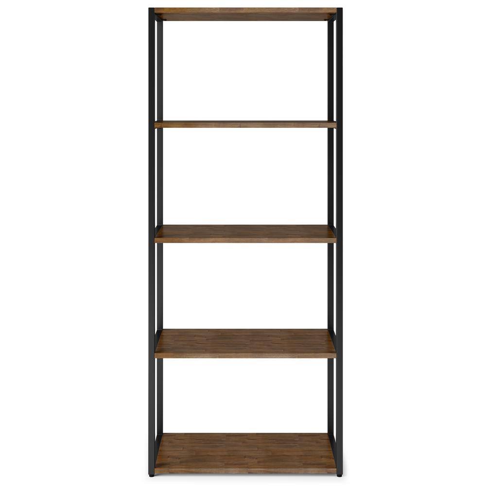 Simpli Home Ralston Solid Acacia Wood Modern Industrial 30 in. Wide Bookcase in Rustic Natural Aged Brown AXCRAL09-RNAB