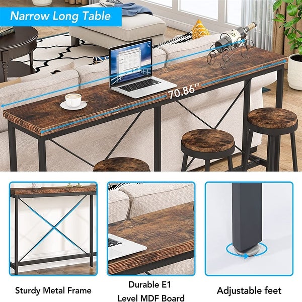 71Inches Extra Long Sofa Console Table， Industrial Narrow Entryway Table