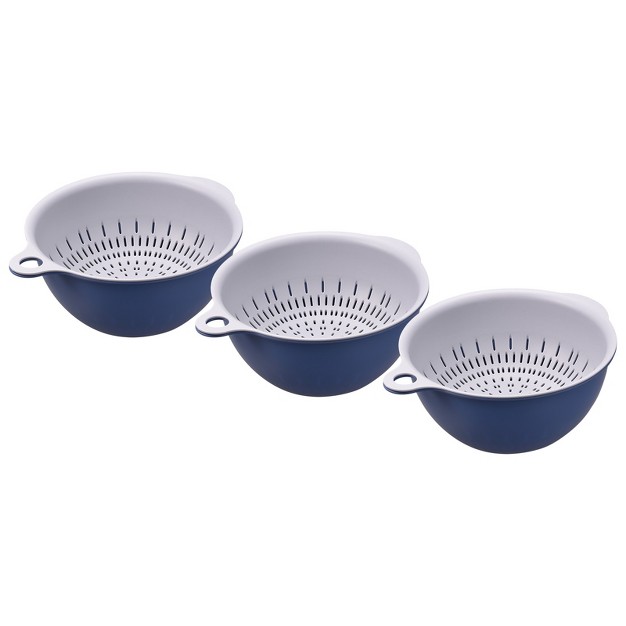 Unique Bargains Kitchen Strainer Colander Bowl Set 3 Pcs Small Double Layer Drain Basket For Fruits Vegetables