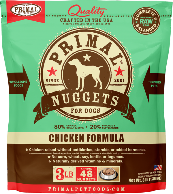 Primal Raw Frozen Chicken Formula Nuggets For Dogs