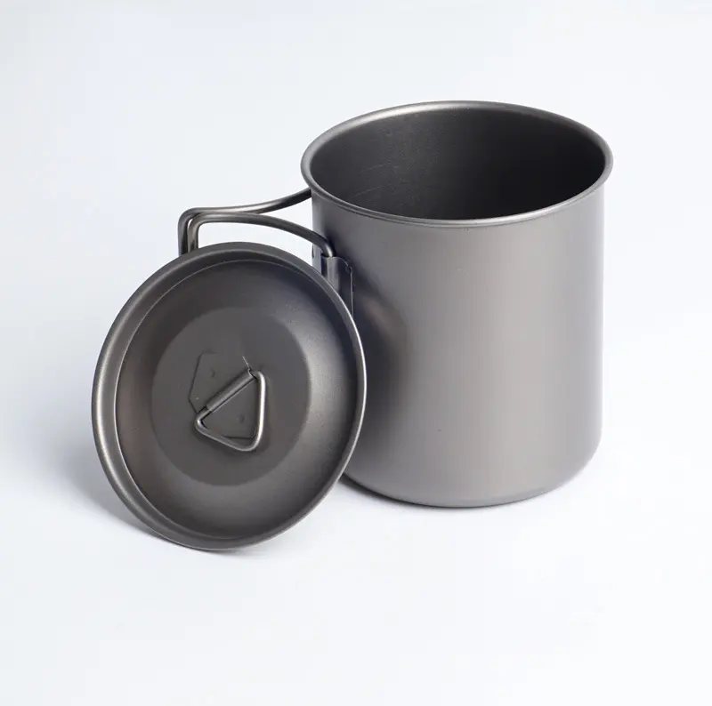 Outdoor Camping Cup Pure Titanium cup alloy mug Camping portable Folding  cup with lid Titanium