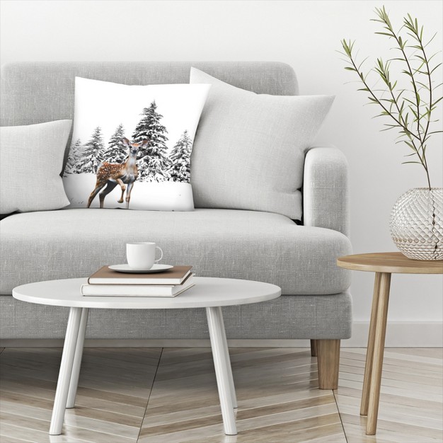 Baby Gazelle In Snow By Tanya Shumkina Throw Pillow Americanflat Animal Botanical