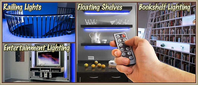 6' ft Blue Living Room TV Television LED Lighting Strip + Dimmer + Remote + Wall Plug 110V - Behind TV Couch Lighting Wall Units Fireplaces Floating Shelves Waterproof Flexible DIY 110V-220V