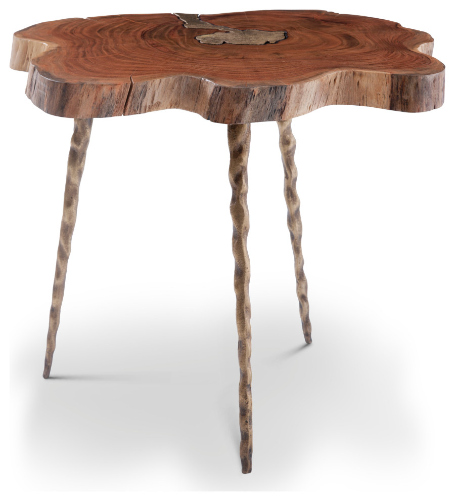 Molten Side Table  Large  Poured Brass In Wood   Midcentury   Side Tables And End Tables   by HedgeApple  Houzz