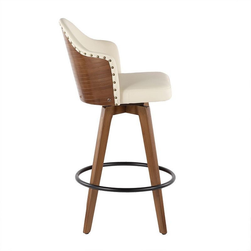 37 Cream White Faux Leather with Wood Legs Ahoy Counter Barstool