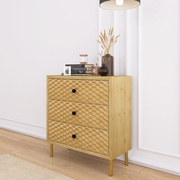 Wooden Accent Storage Cabinet with 3 Drawers Bachelors Chest