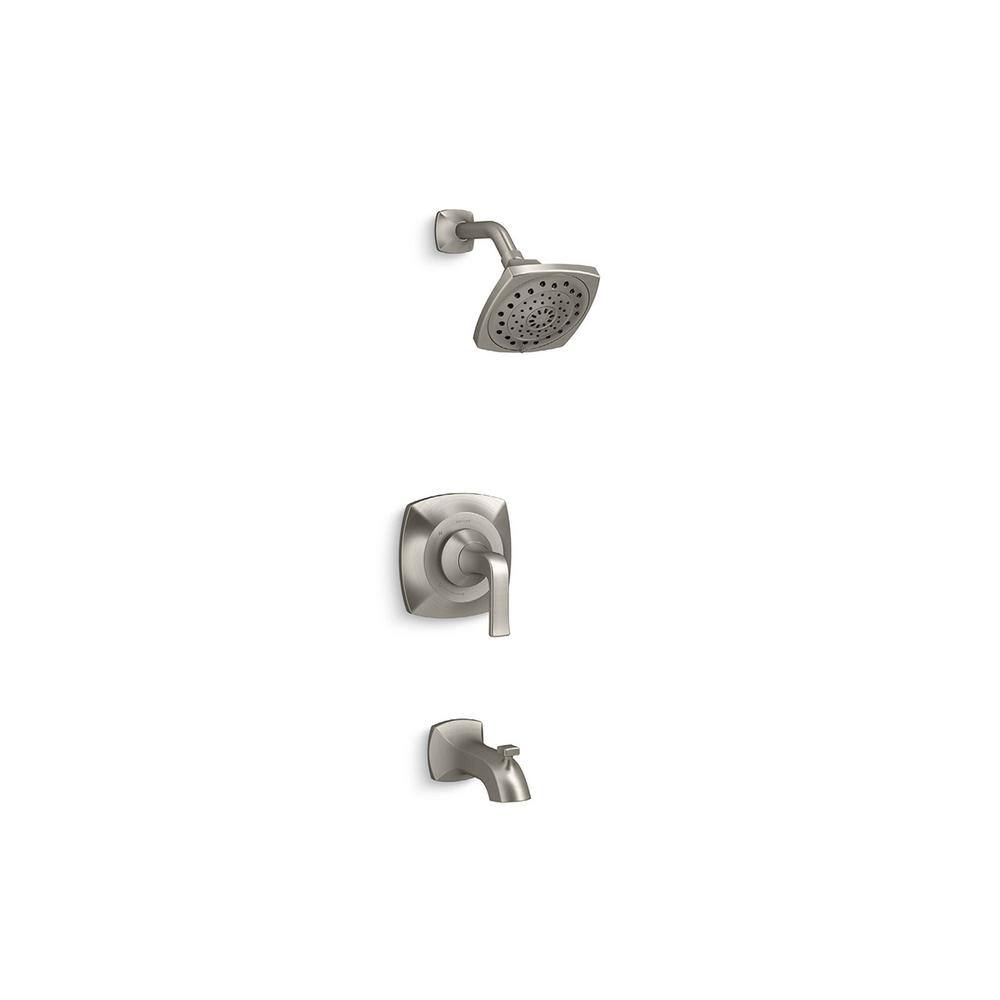 KOHLER Rubicon 1-Handle 3-Spray Wall-Mount Tub and Shower Faucet in Brushed Nickel (Valve Included) R76217-4G-BN