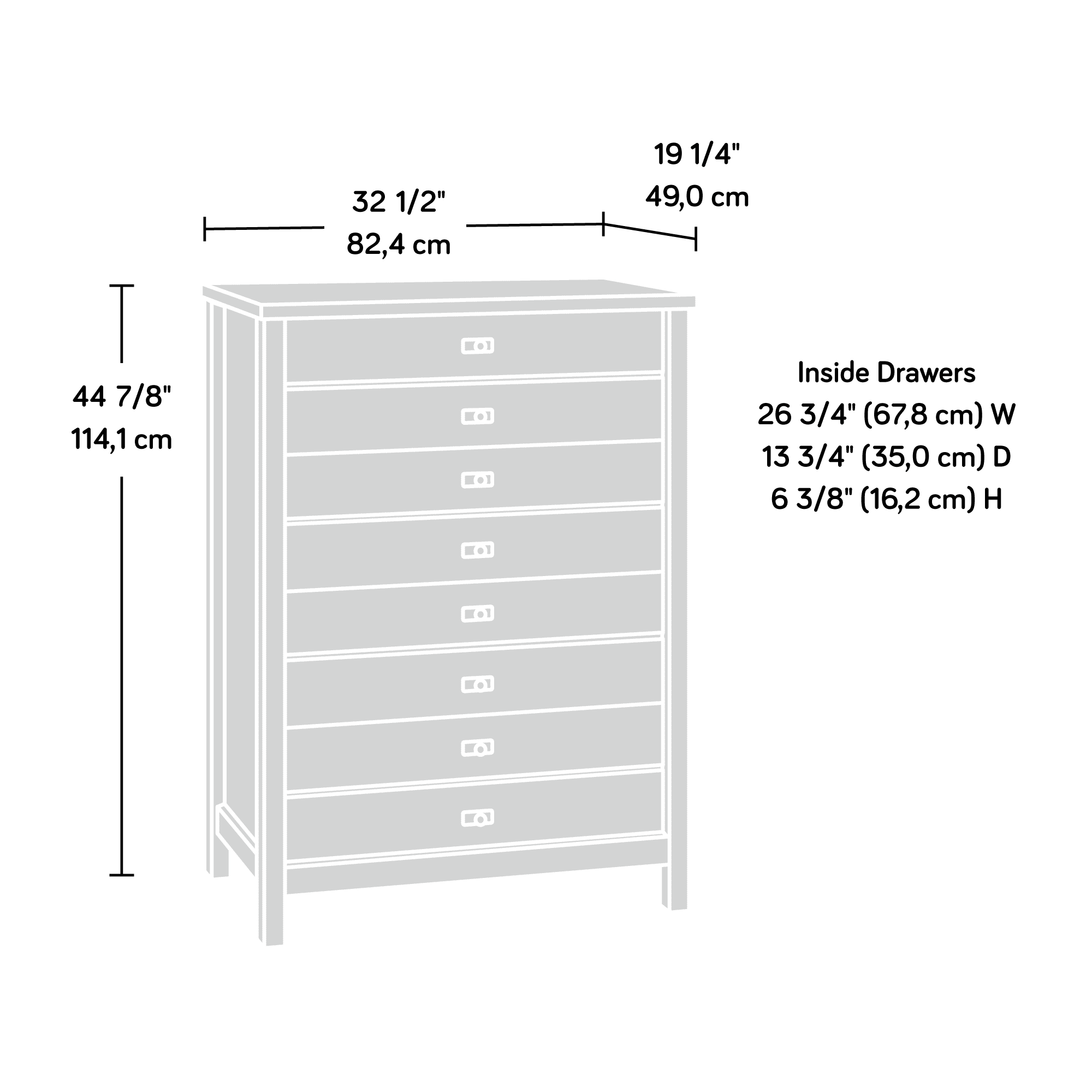 Sauder 423998 Cottage Road 4 Drawer Chest, Soft White & Lintel Oak Finish