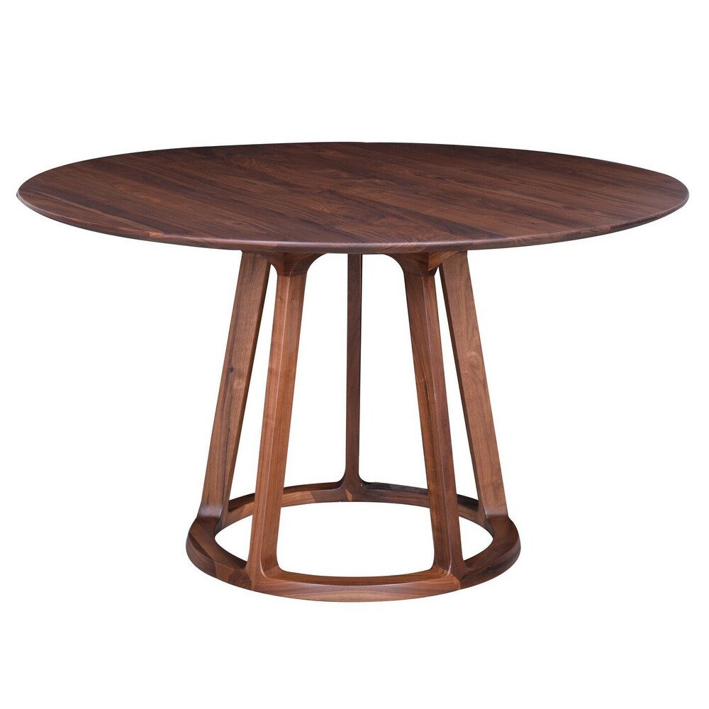 Aurelle Home Round Solid Walnut Mid Century Dining Table   47\