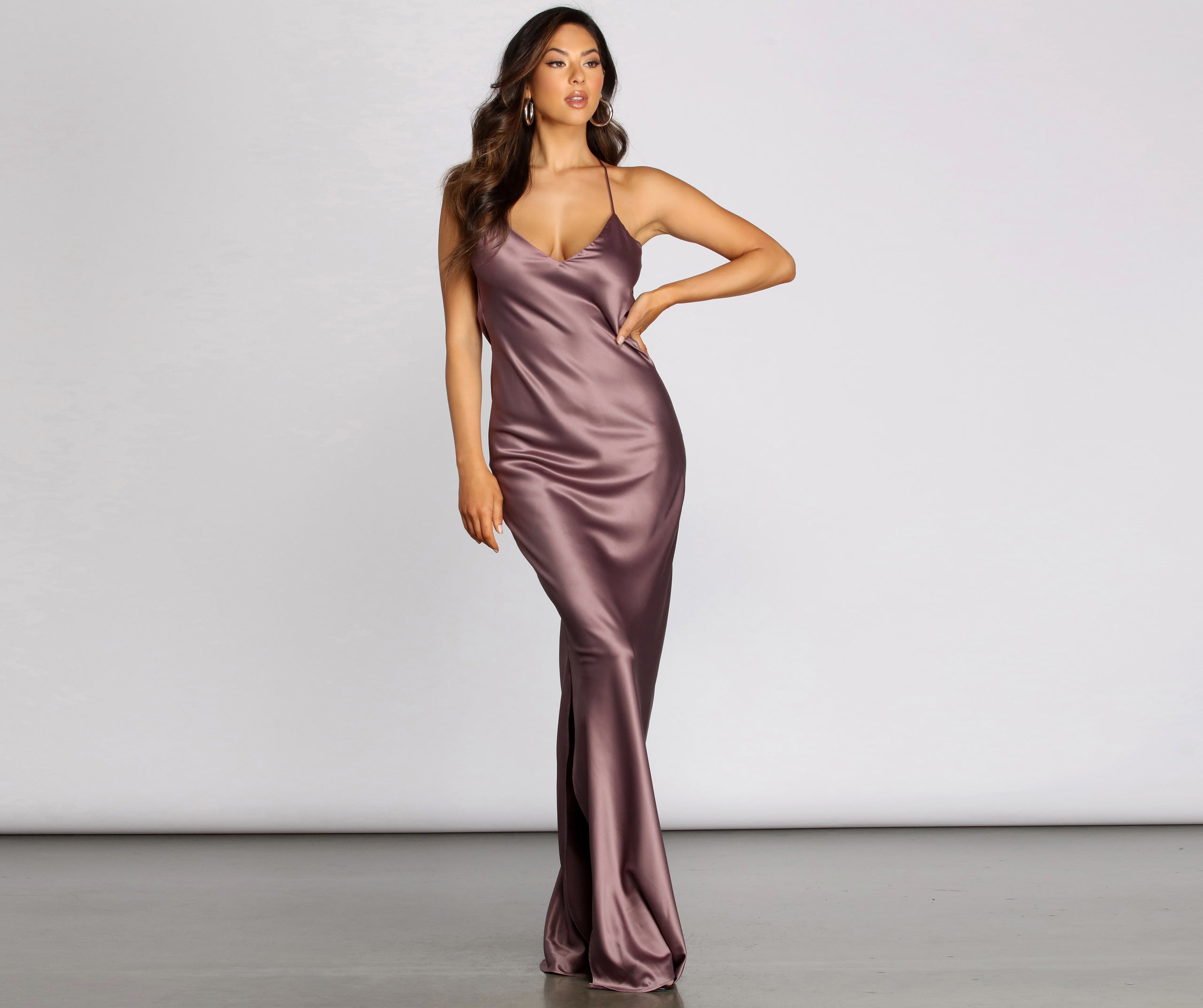 Chantel Cowl Back Satin Dress