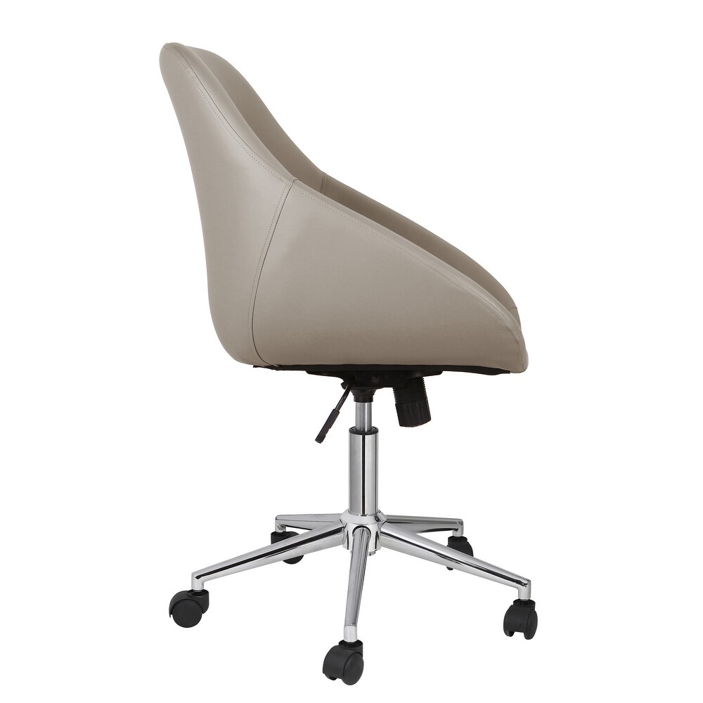 Porthos Home Hayes Swivel Office Chair  Chrome Base  PU Leather