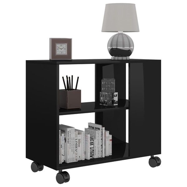 vidaXL Side Table High Gloss Black 27.6