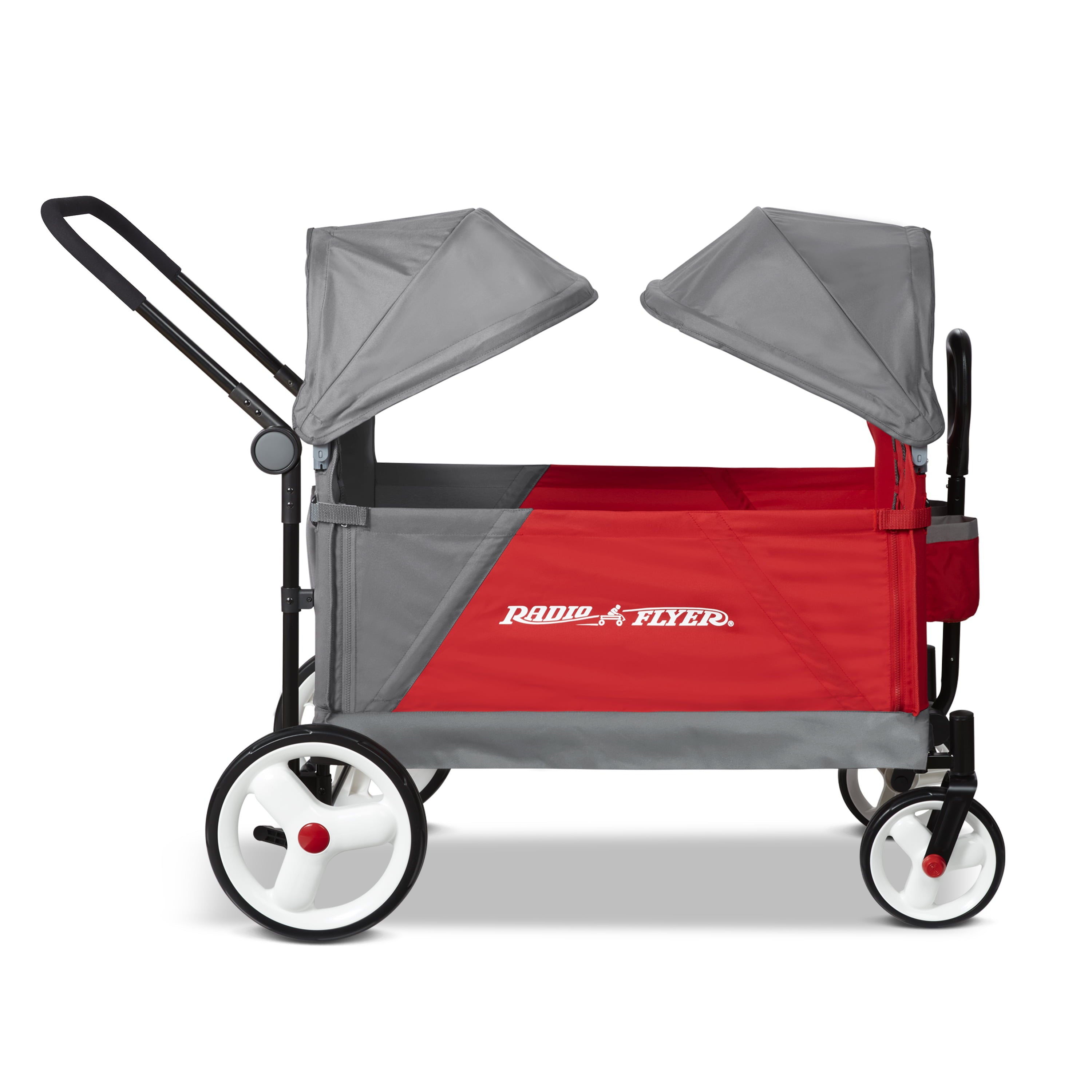 Radio Flyer, Discovery Stroll 'N Wagon with Canopies, Folding Wagon, Gray and Red