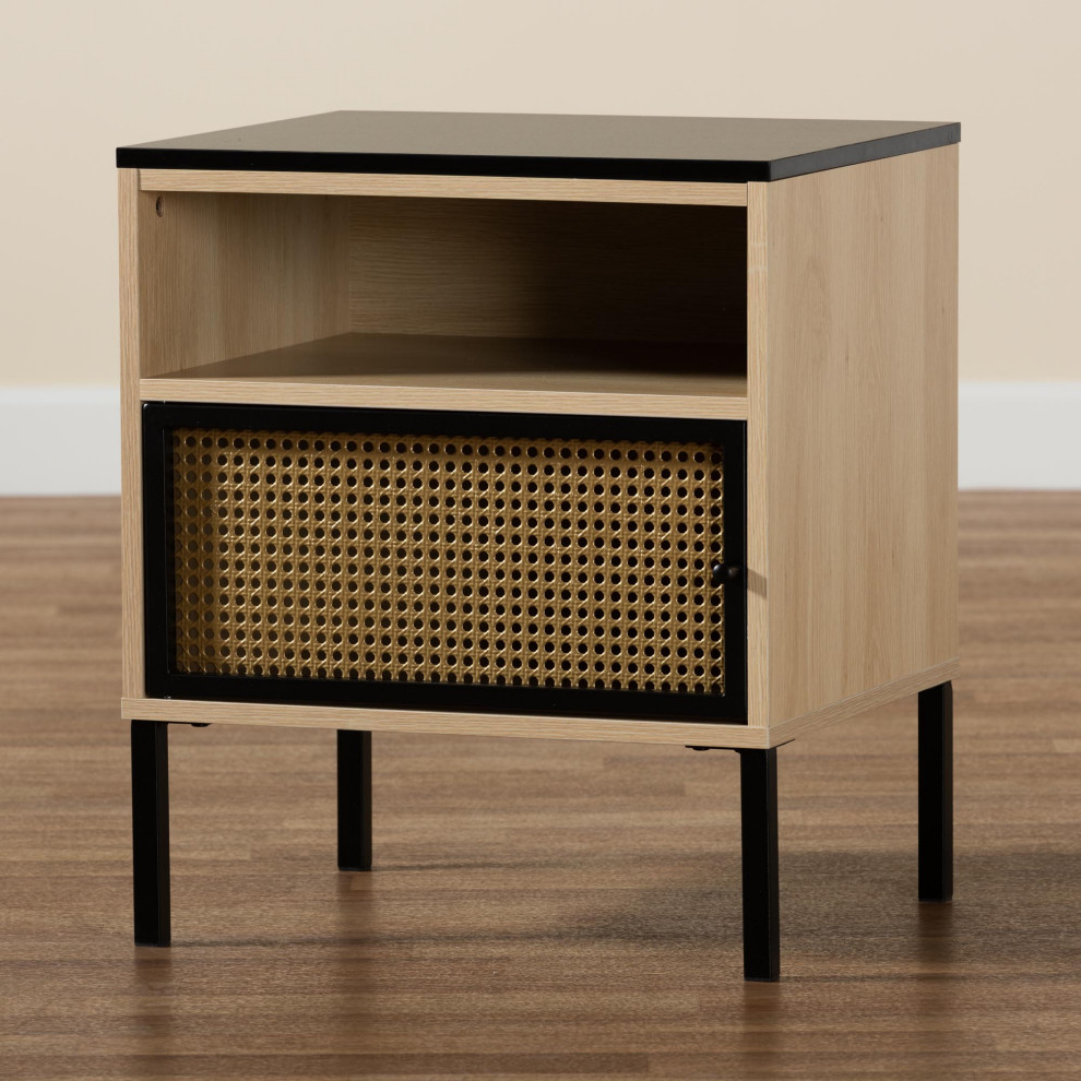 Kairos Two Tone 1 Door End Table   Tropical   Side Tables And End Tables   by Baxton Studio  Houzz