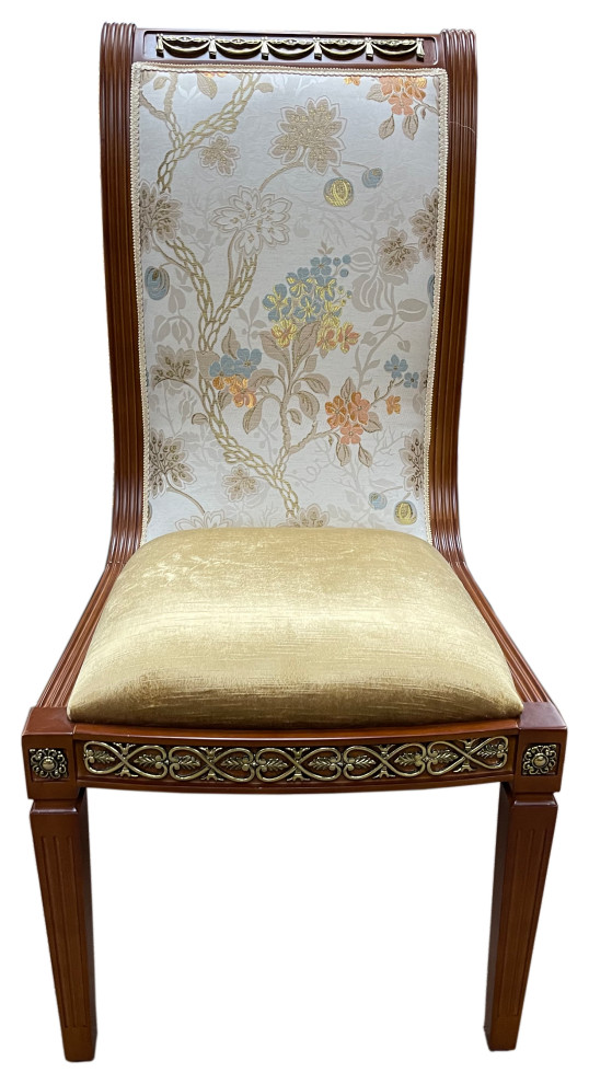 Viviano Cotton Chair With Floral Fabric   Traditional   Dining Chairs   by Infinity Furniture  Houzz