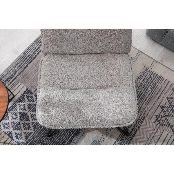 33inch Modern Teddy Fabric Accent Armless Chair For Living Room