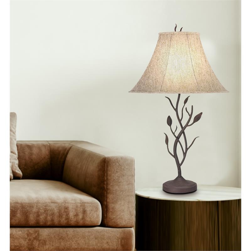 33 Height Metal Table Lamp in Black-Color:Grey White，Finish:Black，Style:Wrought iron，Wattage:150