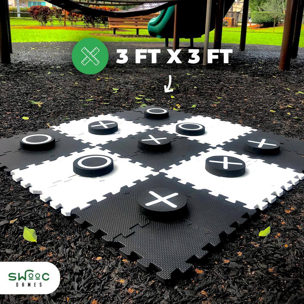 SWOOC Giant Checkers and Tic Tac Toe Game 4 ft. x 4 ft. 100% High Density EVA Foam Mat and Pieces EVA-CHK-TIC